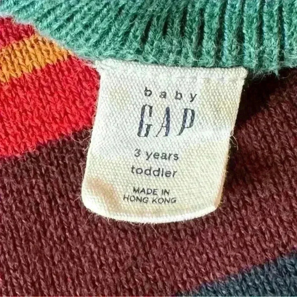 Gap sz 3T Preppy Fall & Winter colorful stripe pullover sweater red green blue - Picture 2 of 4